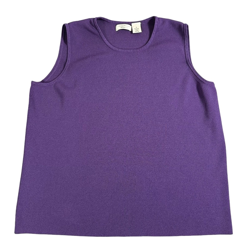 Laura Ashley‎ Woman Purple Sleeveless Knit Shell Top Crew Neck Size 1X